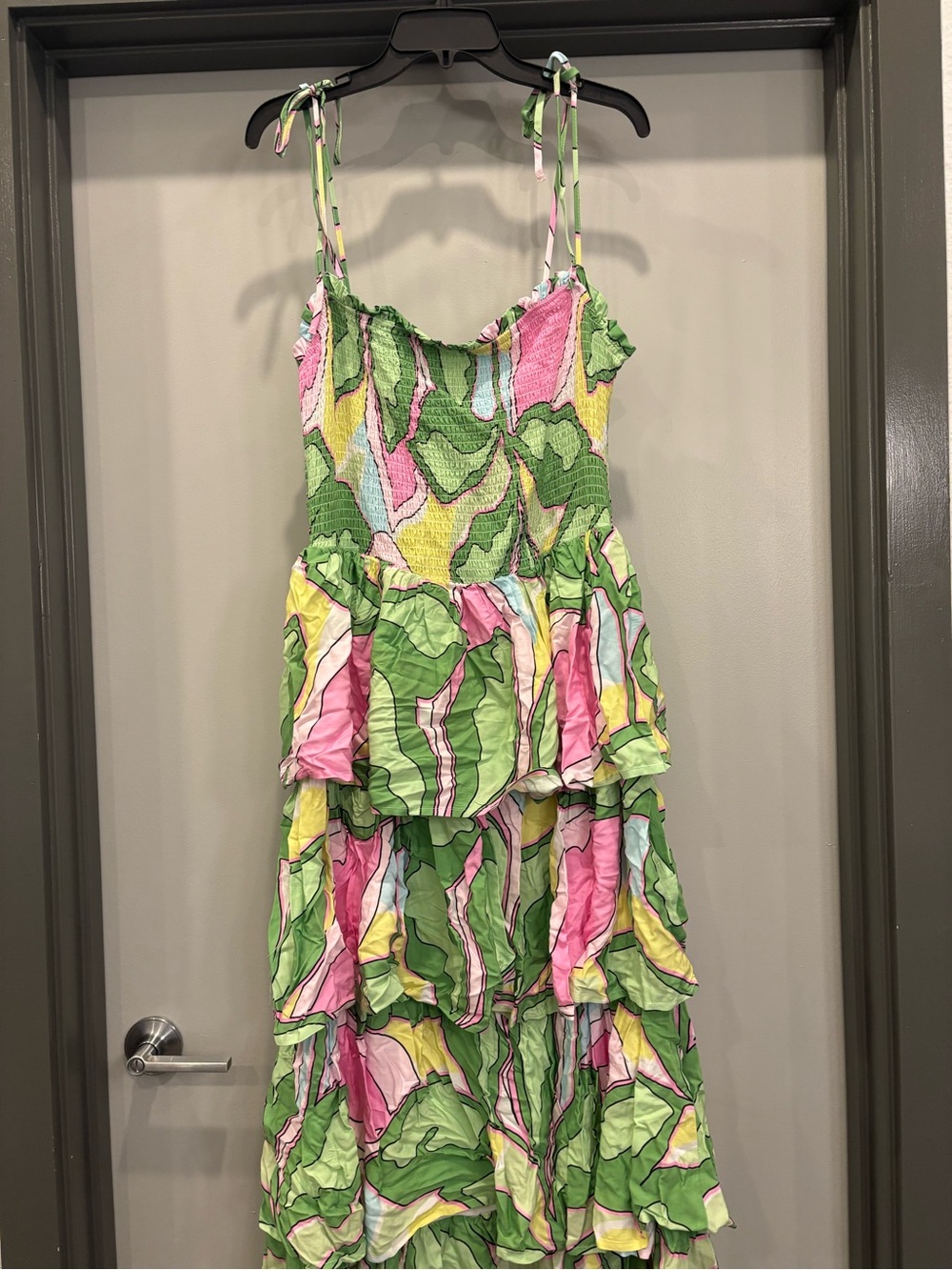 Gianni Bini Green, Pink and Yellow Tiered Maxi Dress